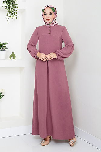 moda selvim الفستان وردي غامق 2400HBS932-M - Thumbnail