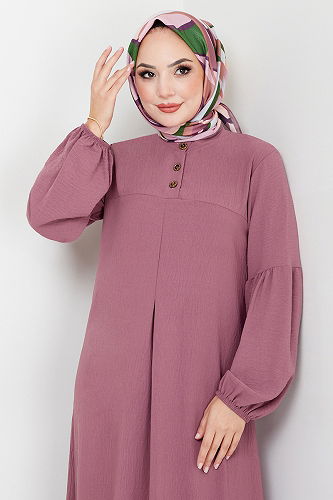 moda selvim الفستان وردي غامق 2400HBS932-M - Thumbnail