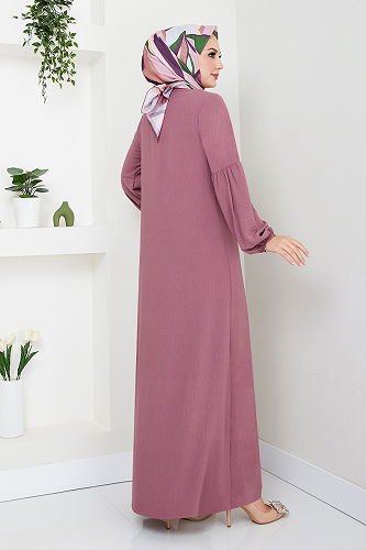 moda selvim الفستان وردي غامق 2400HBS932-M - Thumbnail