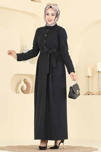 moda selvim الفستان أسود 24012UKB139 - Thumbnail