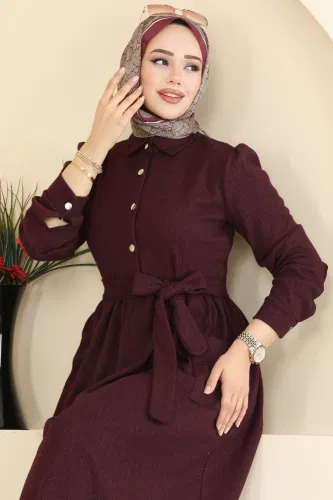 U.K.B. - Dress 24012UKB139 Burgundy