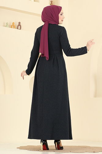 moda selvim Dress 24016UKB139 Black - Thumbnail