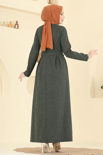 moda selvim Dress 24016UKB139 Khaki - Thumbnail