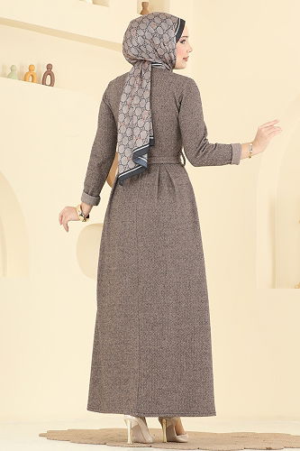 moda selvim الفستان بيج 24016UKB139 - Thumbnail
