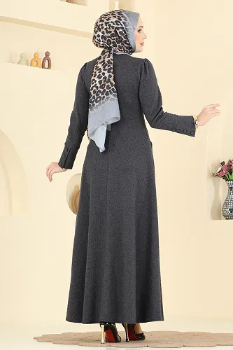 moda selvim Dress 24018UKB139 Anthracite - Thumbnail