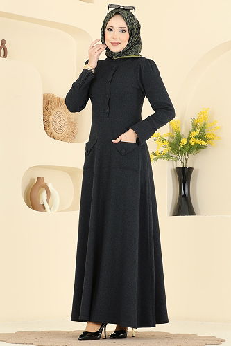 moda selvim Dress 24018UKB139 Black - Thumbnail