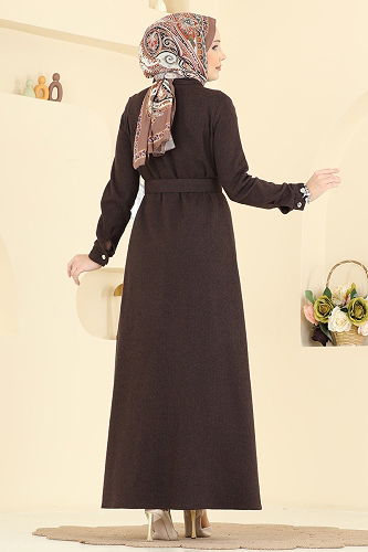 moda selvim Dress 24023UKB139 Brown - Thumbnail
