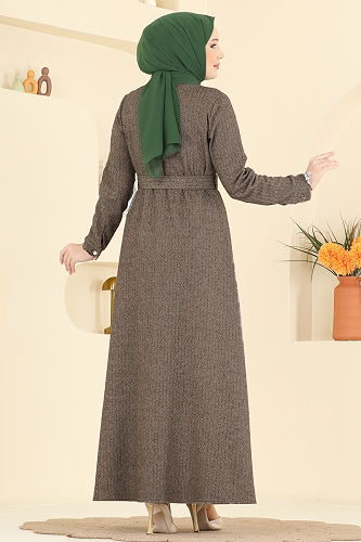 moda selvim الفستان بيج 24023UKB139 - Thumbnail