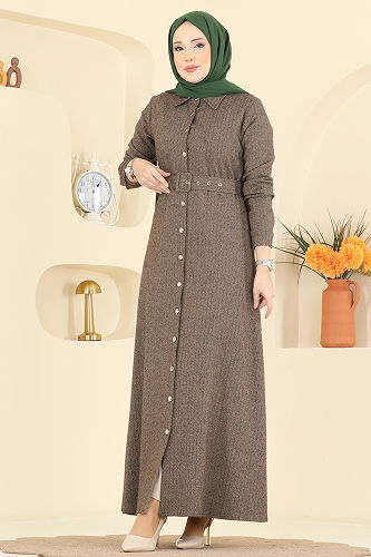 moda selvim الفستان بيج 24023UKB139 - Thumbnail