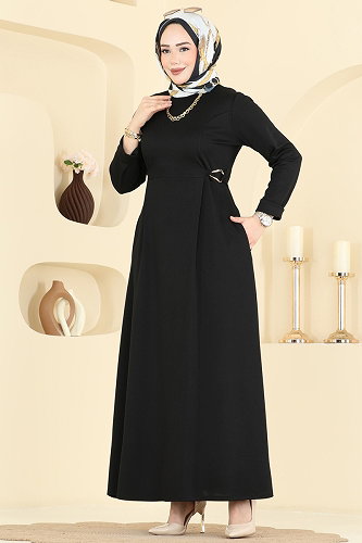 moda selvim Dress 24030UKB139 Black - Thumbnail