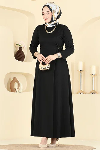 moda selvim الفستان أسود 24030UKB139 - Thumbnail