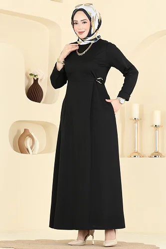 moda selvim الفستان أسود 24030UKB139 - Thumbnail