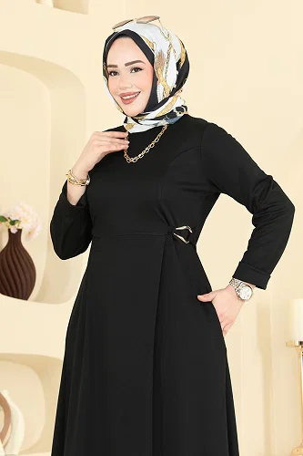 moda selvim الفستان أسود 24030UKB139 - Thumbnail