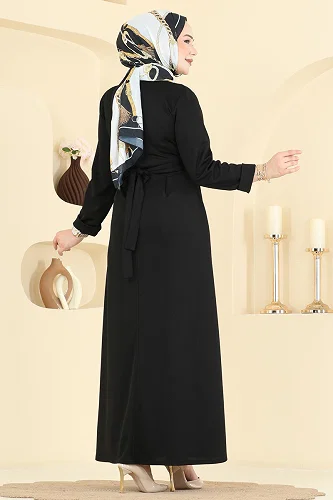 moda selvim الفستان أسود 24030UKB139 - Thumbnail
