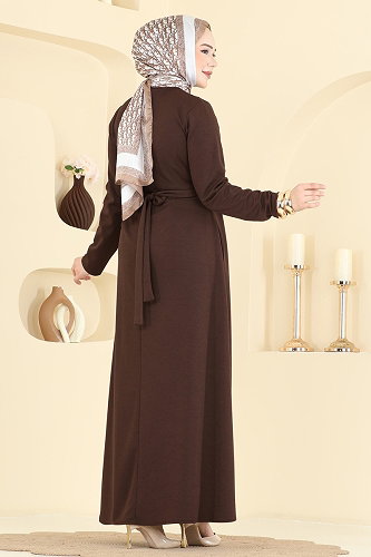 moda selvim Dress 24030UKB139 Brown - Thumbnail