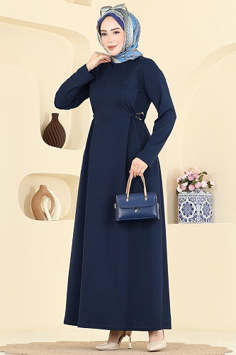 moda selvim Dress 24030UKB139 Navy Blue - Thumbnail