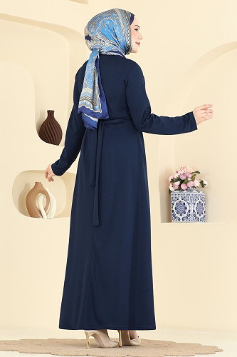 moda selvim الفستان كحلي 24030UKB139 - Thumbnail