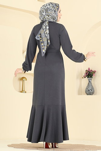 moda selvim Dress 24032UKB139 Anthracite - Thumbnail