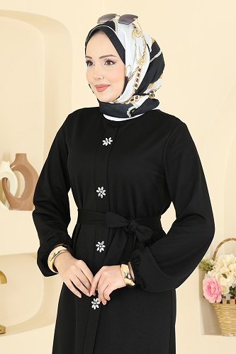 moda selvim Dress 24032UKB139 Black - Thumbnail