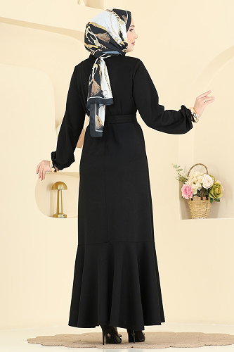 moda selvim Dress 24032UKB139 Black - Thumbnail