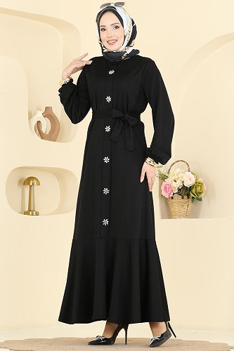 moda selvim الفستان أسود 24032UKB139 - Thumbnail