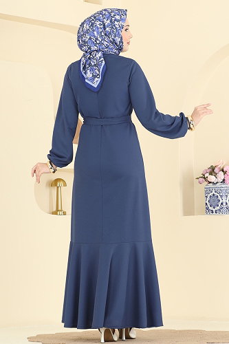 moda selvim Dress 24032UKB139 Indigo - Thumbnail