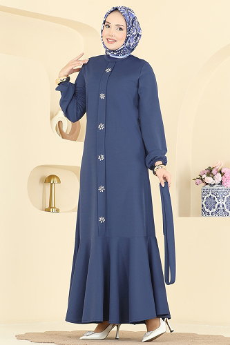 moda selvim الفستان ازرق 24032UKB139 - Thumbnail