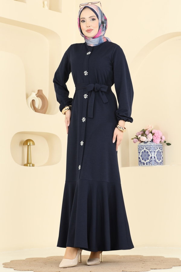 Dress 24032UKB139 Navy Blue - Moda Selvim