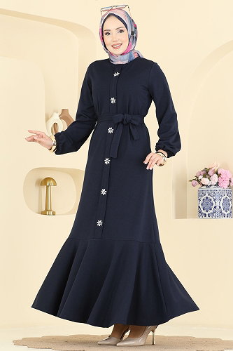 moda selvim الفستان كحلي 24032UKB139 - Thumbnail