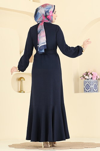 moda selvim الفستان كحلي 24032UKB139 - Thumbnail