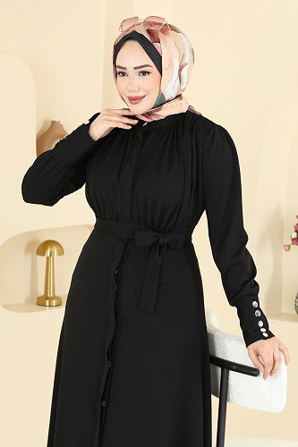 moda selvim الفستان أسود 24033UKB139 - Thumbnail