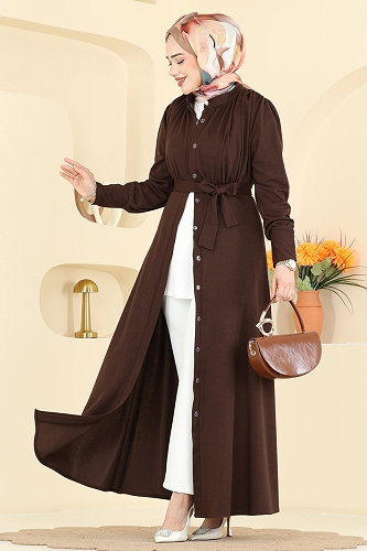 moda selvim Dress 24033UKB139 Brown - Thumbnail