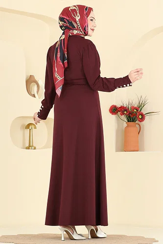 moda selvim الفستان خمري 24033UKB139 - Thumbnail
