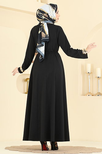 moda selvim Dress 24034UKB139 Black - Thumbnail