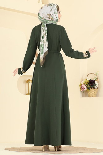 moda selvim Dress 24034UKB139 Khaki - Thumbnail