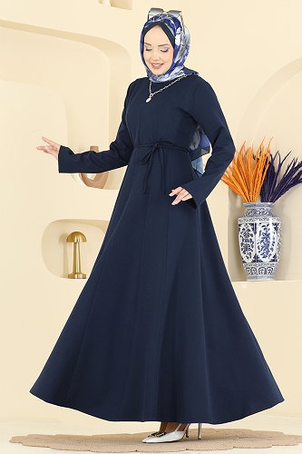 moda selvim Dress 24034UKB139 Navy Blue - Thumbnail