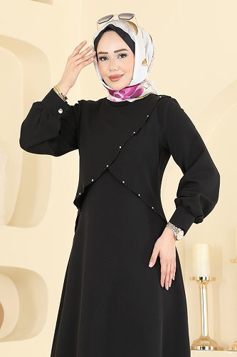 moda selvim Dress 24036UKB139 Black - Thumbnail