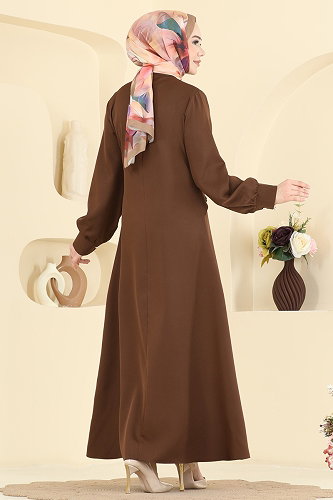 moda selvim Dress 24036UKB139 Brown - Thumbnail