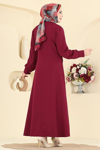 moda selvim الفستان خمري 24036UKB139 - Thumbnail