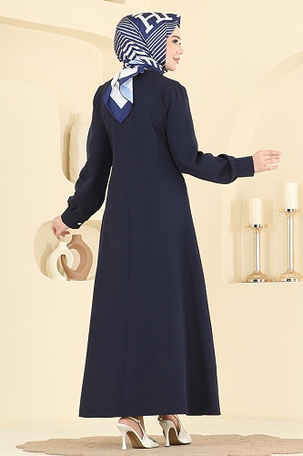 moda selvim الفستان كحلي 24036UKB139 - Thumbnail