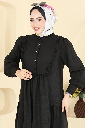 moda selvim Dress 24037UKB139 Black - Thumbnail