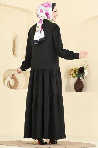 moda selvim Dress 24037UKB139 Black - Thumbnail