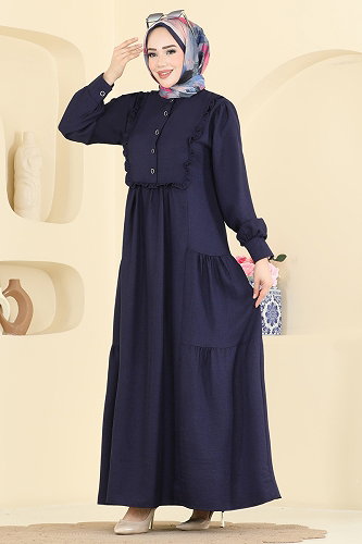 moda selvim Dress 24037UKB139 Navy Blue - Thumbnail