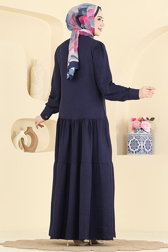 moda selvim Dress 24037UKB139 Navy Blue - Thumbnail