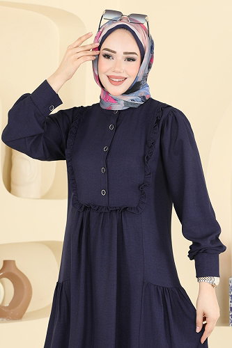 moda selvim الفستان كحلي 24037UKB139 - Thumbnail