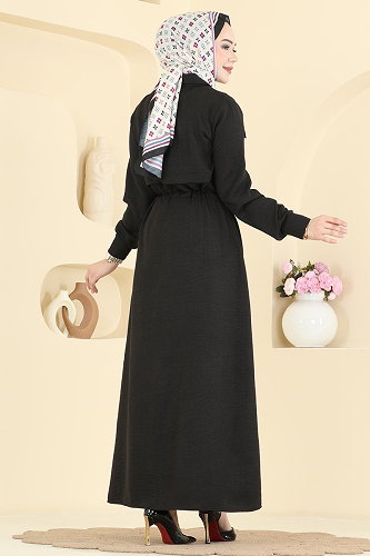 moda selvim Dress 24038UKB139 Black - Thumbnail