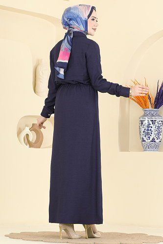 moda selvim Dress 24038UKB139 Navy Blue - Thumbnail