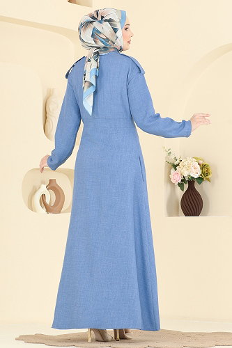 moda selvim الفستان ازرق 24039UKBK1160 - Thumbnail