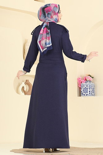 moda selvim الفستان كحلي 24039UKBK1160 - Thumbnail