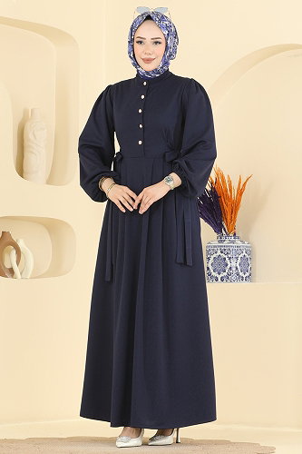 moda selvim Dress 24045UKBK1160 Navy Blue - Thumbnail